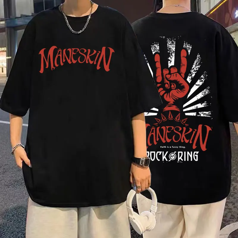 

Maneskin Best Rock Am Ring Tshirt Italian Punk Rock Band T Shirt Unisex Cotton Streetwear Men Women Hip Hop Oversized T-shirts
