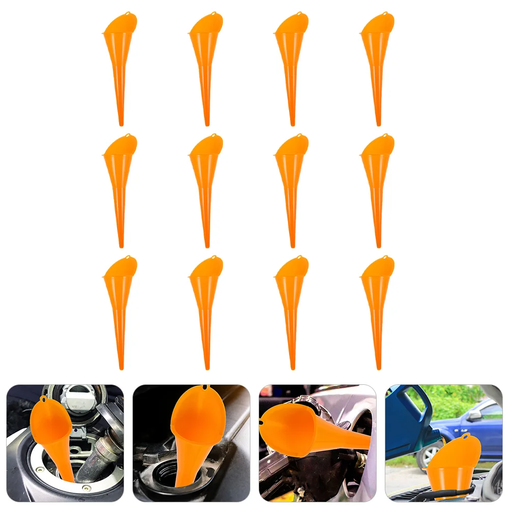 

12 Pcs Funnel Kerosene Fuel Multi-purpose Motorcycle Oil Fill Gasoline Long Mouth Plastic