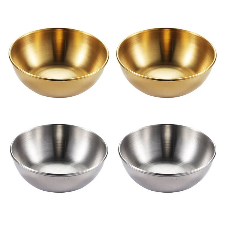 

Stainless Steel 2/3/4pcs Golden Silver Sauce Dish Appetizer Serving Tray Sauce Dishes Spice Plates Kitchen Supplies Plates