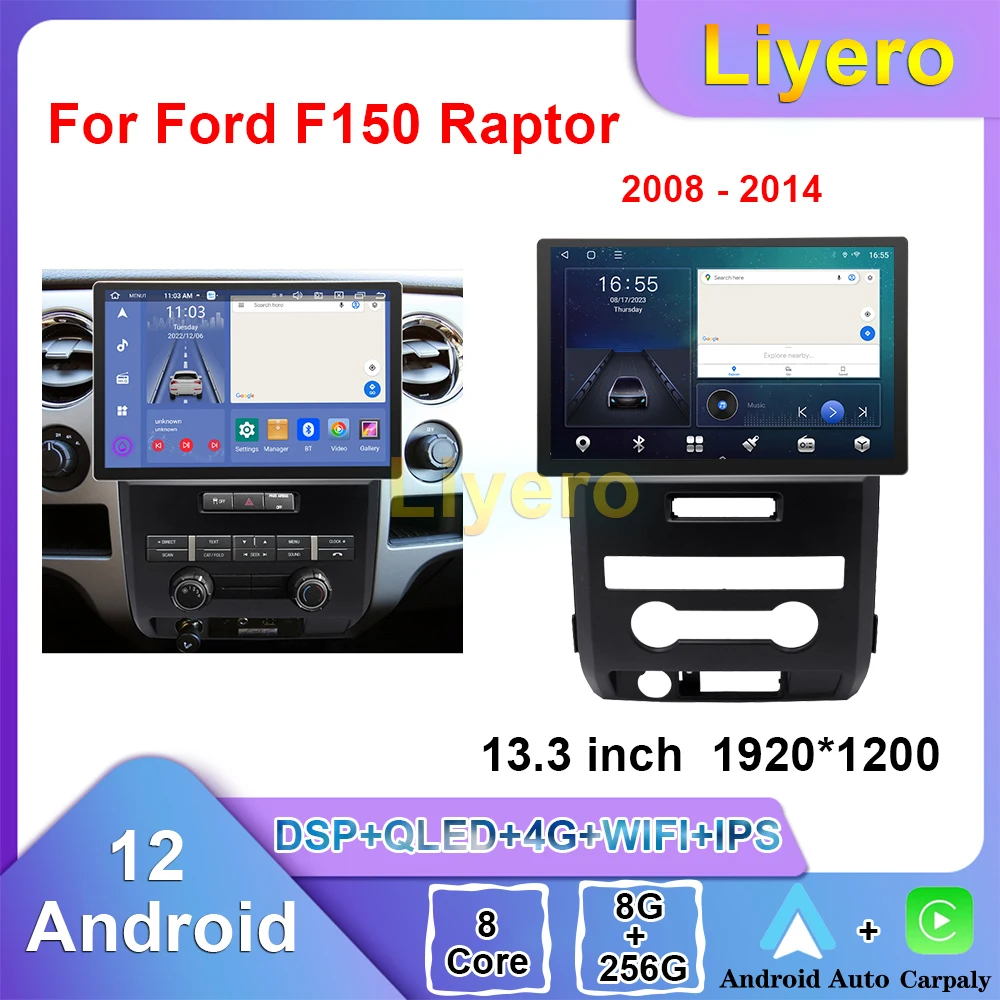

Liyero Car Radio GPS Navigation For Ford F 150 F150 Raptor 2008-2014 Android Auto DVD Multimedia Player CarPlay Video Stereo 4G