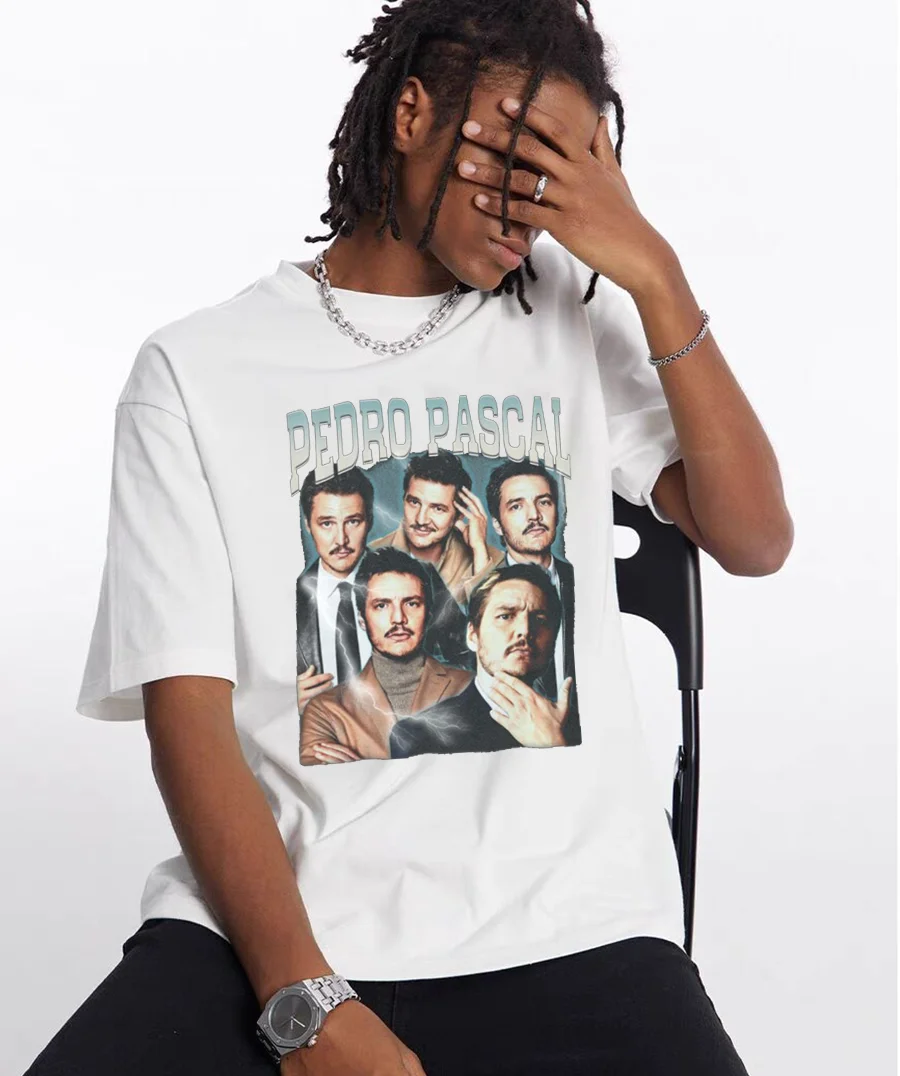 

Pedro Pascal Tshirt Men Women Cotton Graphic O Neck Vintage 90's Style Summer Luxury Tee Shirt Short Sleeve Tops Oversized