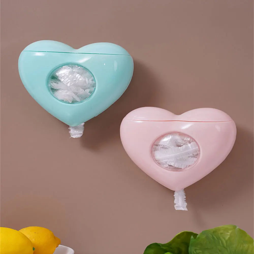 

Dirt-proof Disposable Cling Film Cover Dustproof Saves Space Plastic Film Storage Box Love Shape Food Cover Plastic Wrap Rack
