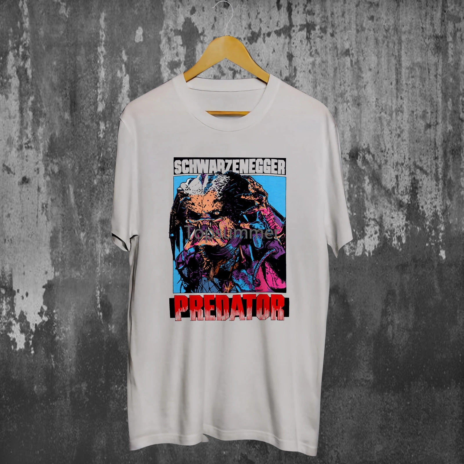 

Vintage 1987 Predator Horror Movie Schwarzenegger White T-Shirt S-3Xl