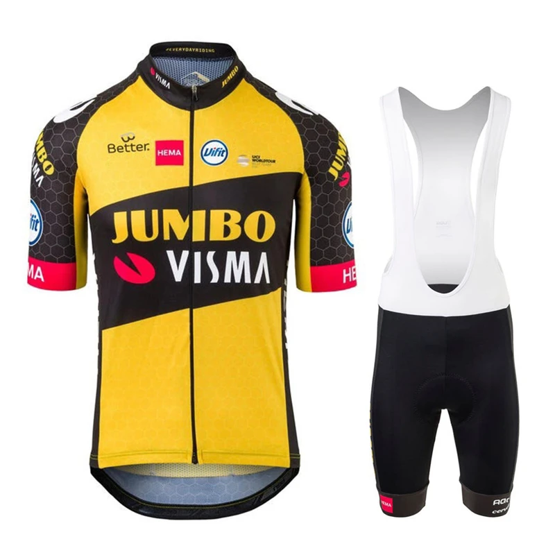 

2021 команда Jumbo Visma Велоспорт Джерси комплект Мужская велосипедная майка Дышащая MTB быстросохнущая велосипедная одежда