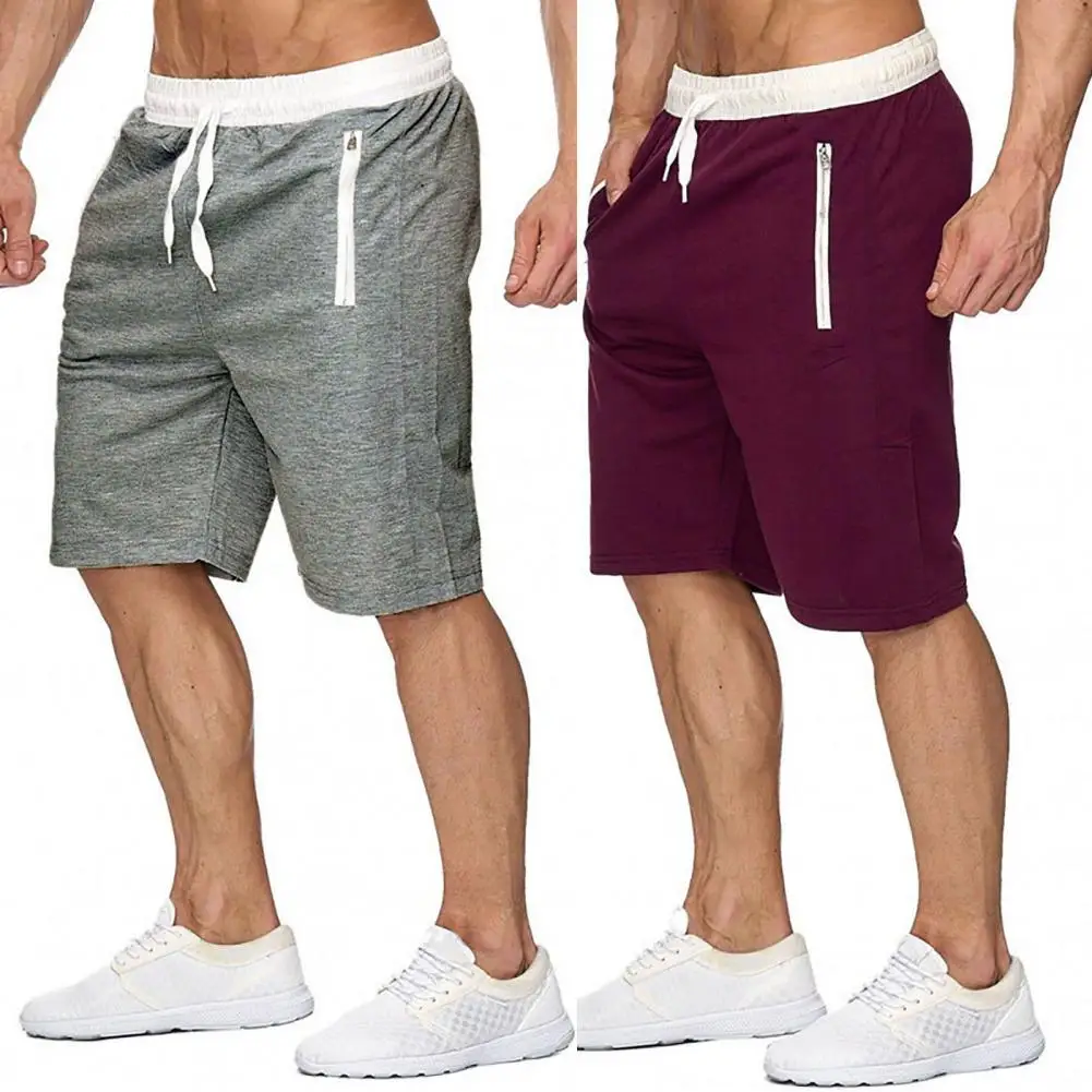 

Casual Men Short Pants Middle Length Short Sweatpants No Patterns Summer Leisure Short Pants Skin-friendly