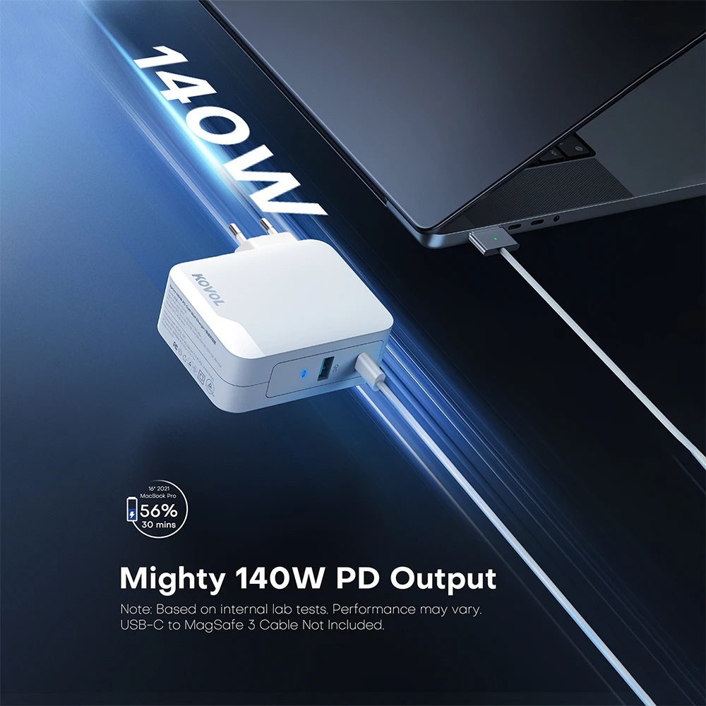 KOVOL 140W GaN3 Quick Charger 120W Type C 100W PPS USB PD 3.1 Charger Fast Charging Charger for MacBook Pro iPhone 13 Samsung