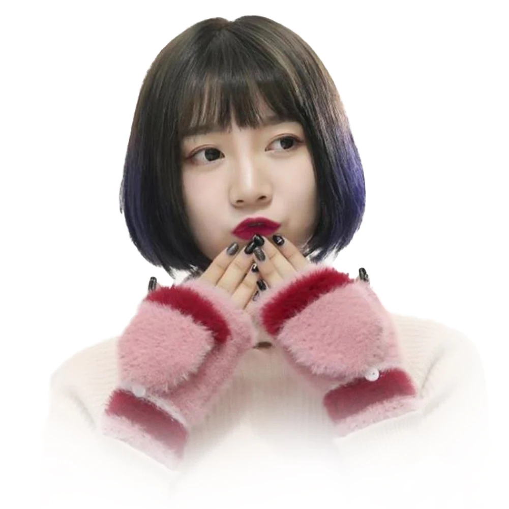 

Женские перчатки для холодной погоды, эластичная грелка для рук, варежки-трансформеры свободного размера, Модный зимний флип-топ из искусст...