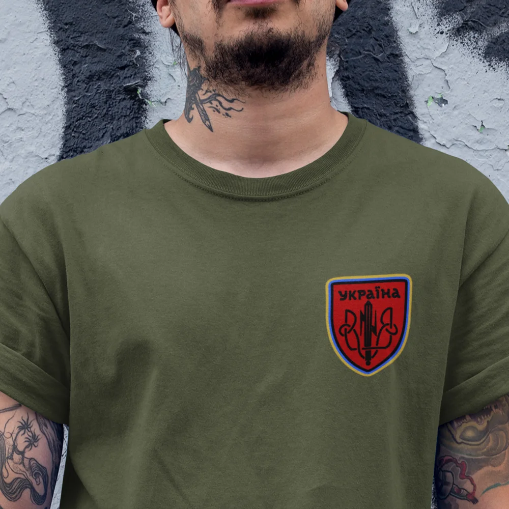 

Army of Ukraine Trident Men T-Shirt Ukrainian Soldier Military T Shirt Short Sleeve Casual Cotton O-Neck Summer Shirts