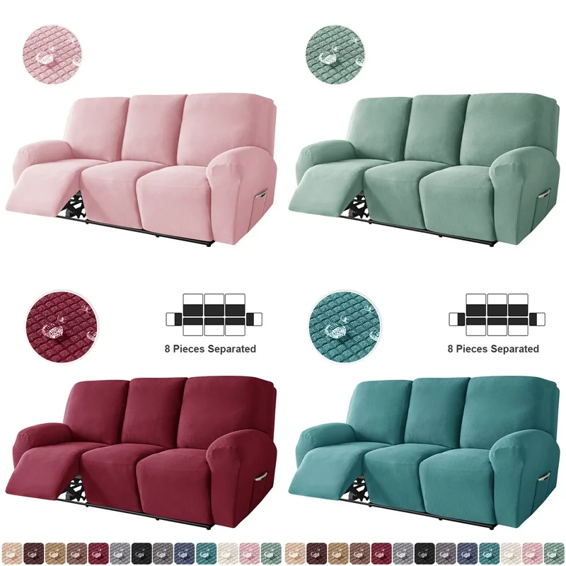 

1 3 Seater Recliner Sofa Cover Water Repellent Lazy Boy Chair Covers Split Style Armchair Sofa Slipcover for Living Room Solid