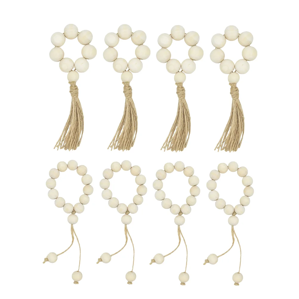 

Napkin Rings Beads Holder Ring Wooden Bead Wood Farmhouse Buckles Christmas Beaded Decor Serviette Table Tassel Buckle Set Wall