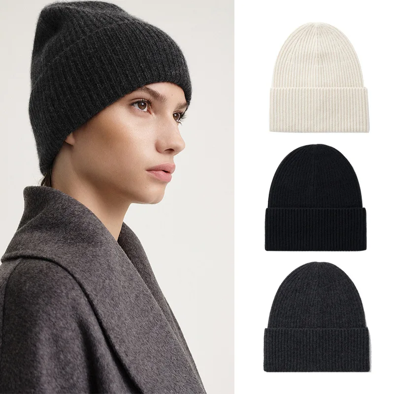 

Women Hat Solid Color Ribbed Stretch Fashion Simple Knitting Cap