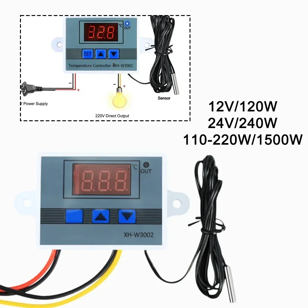XH-W3002 Контроллер температуры AC110V-220V DC12V/24V Светодиодный термостат с цифровым