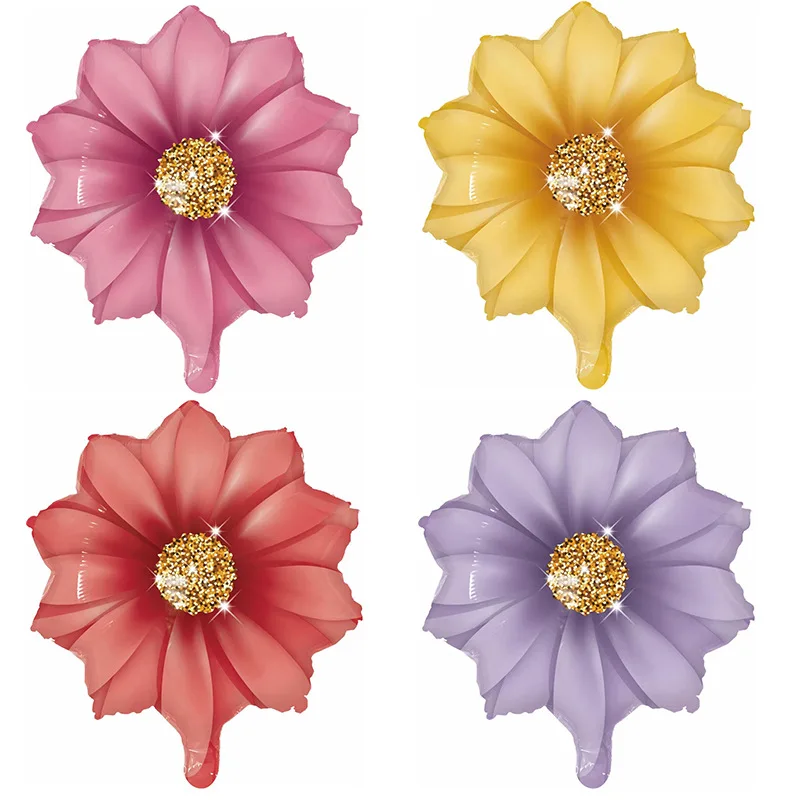 

4pcs/lot SunFlower Flower Foil Balloons Purple Pink Yellow Daisy Birthday Party Valentine's Day Wedding Decoration Balloon