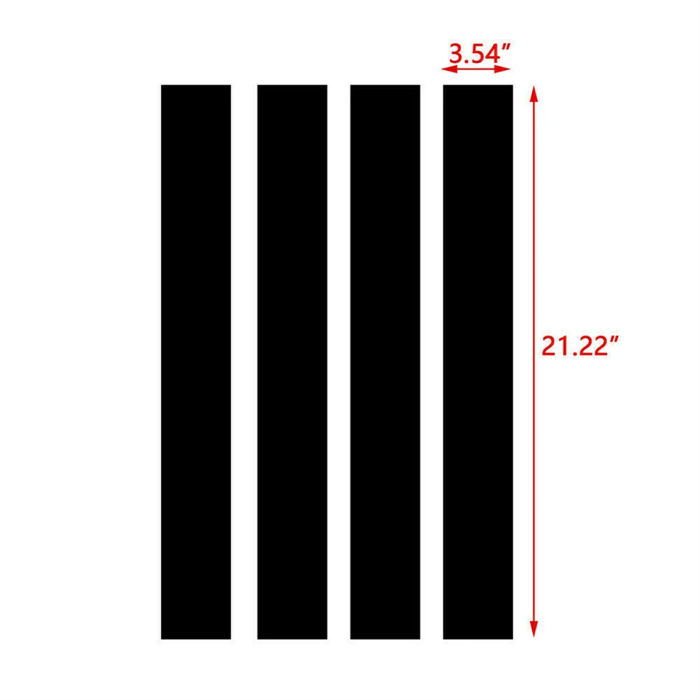 

Decal Hood Fender Stripe 4 Pieces Car Decor Glossy BLACK Removal Sticker