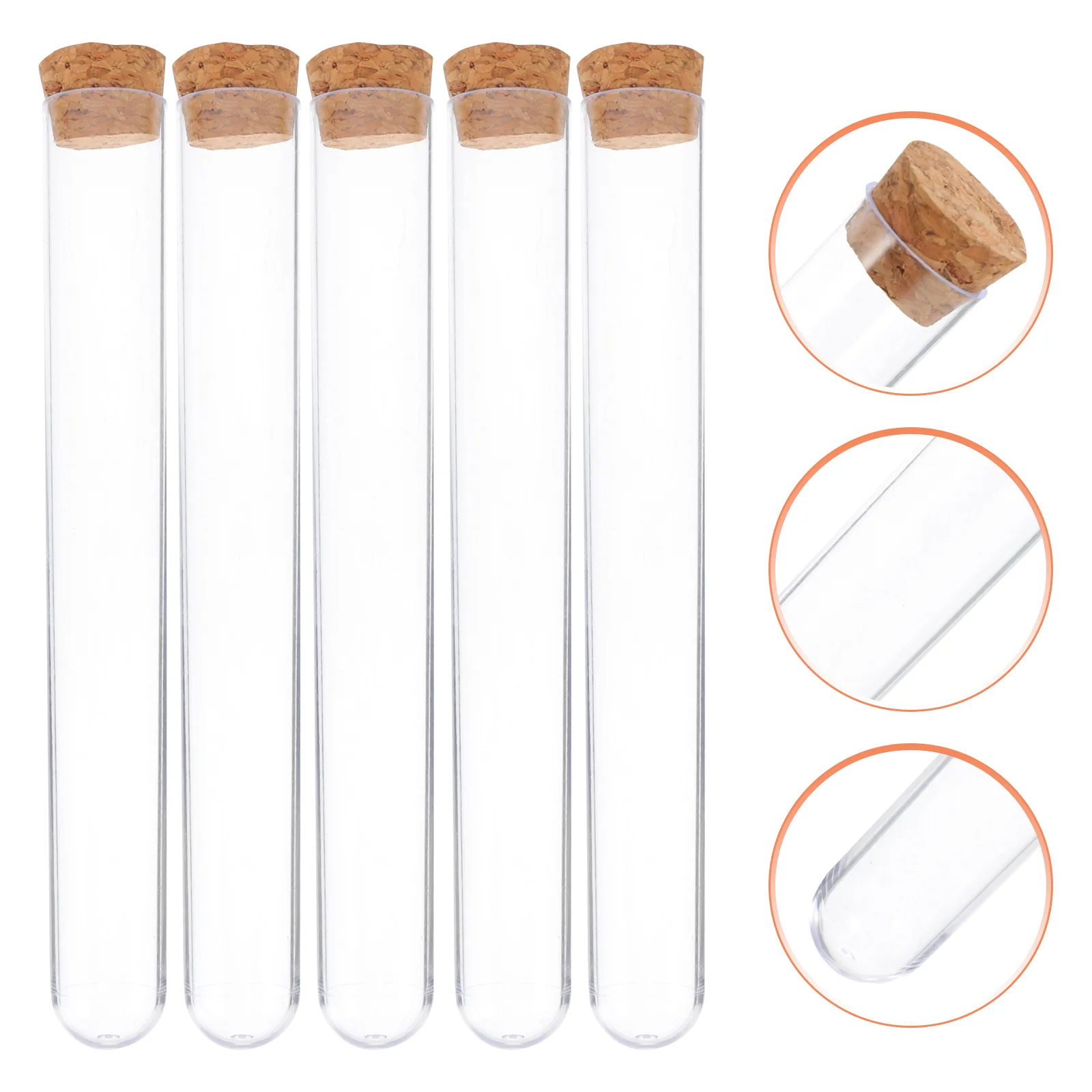 

25pcs Test Tubes With Cork Stopper Plastic Powder Testing Tubes Sample Liquids Tubes