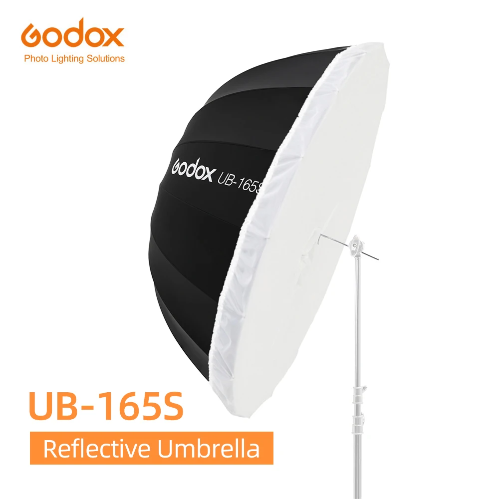 

Godox UB-165S 65 inch 165cm Parabolic Black Reflective Umbrella Studio Light Umbrella with Black Silver Diffuser Cover Cloth