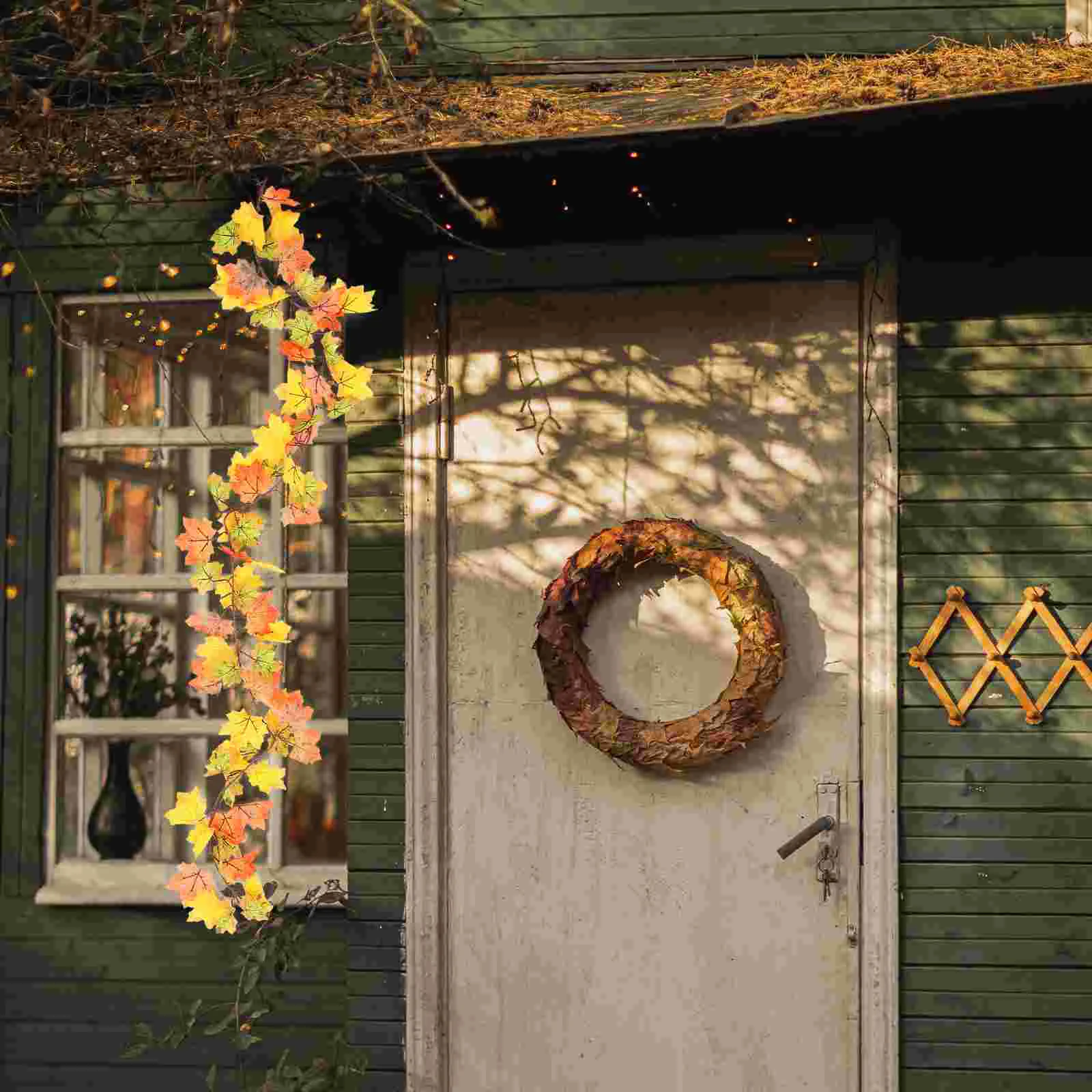 

Artificial Fall Maple Leaf Garland Autumn Fake Leaf Vine Thanksgiving Outdoor Indoor Decoration