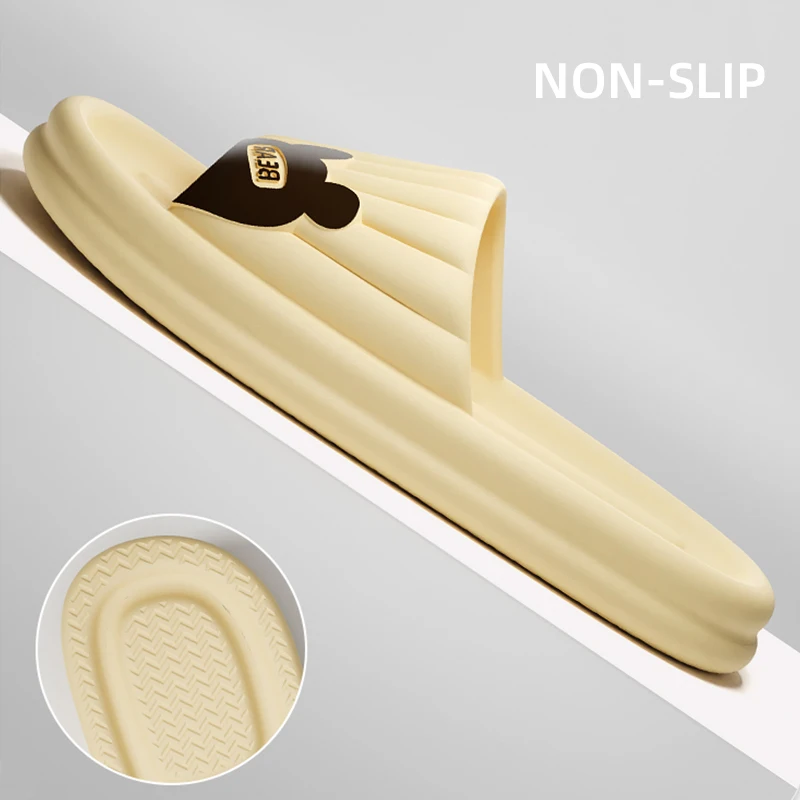 Cartoon Bear Summer Women Indoor Slippers Non Slip Bathroom Home  Floor Flat Ladies Shoes Thick Bottom Slides