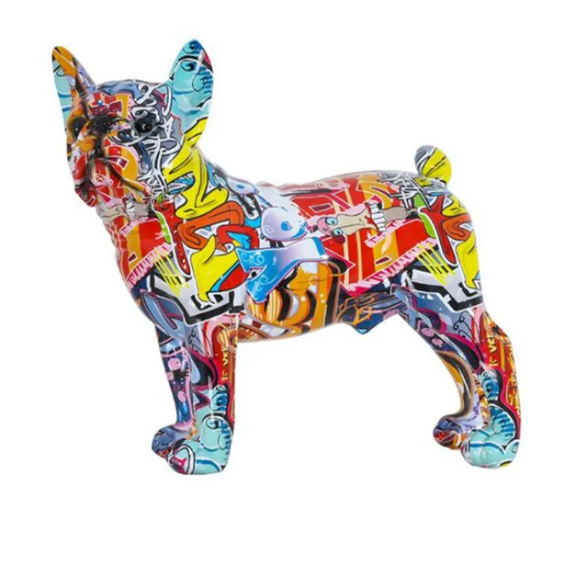 

Resin Bulldog Figurine French Dog Statue Figurine Animal Sculpture Home Office Decoration Ornament Living Room Crafts Decor Gift