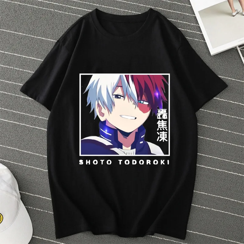 

Streetwear Tops Cartoon Tees Men Clothing Black White Short Sleeve My Hero Academia T-shirt Japanese Anime Print Women's T Shirt