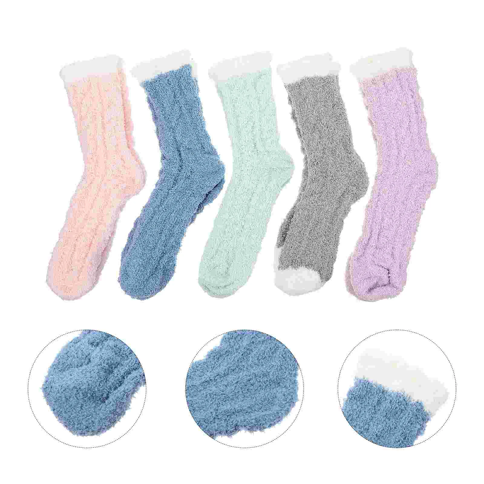 

5 Pairs of Skin-friendly Socks Thicken Fluff Stockings Lightweight Sleeping Socks