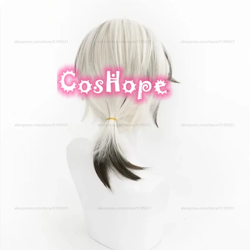 Парик для косплея Arlan 35 см короткий парик серебристо-белый черный аниме