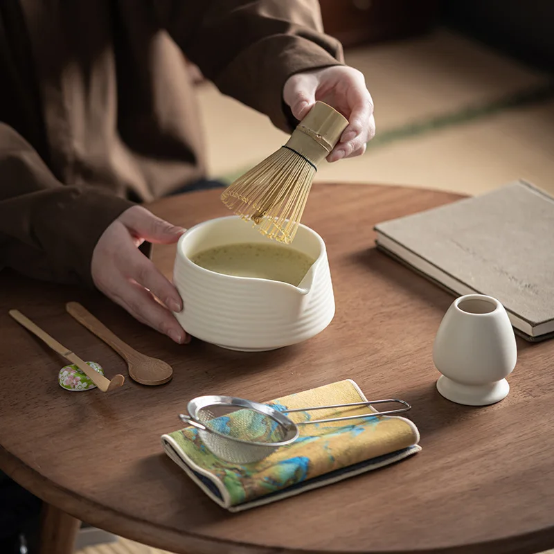 Фото Горячий 8 шт., чайный сервиз премиум-класса Matcha, японская церемониальная керамическая чаша, венчик, подарочный набор, стартовый набор, устойчивый, экологически чистый №3