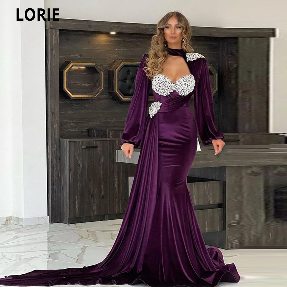 

Фиолетовые велюровые вечерние платья LORIE с юбкой-годе 2022, кружевные вечерние платья со шлейфом для выпускного вечера, вечерние платья Serene Hill