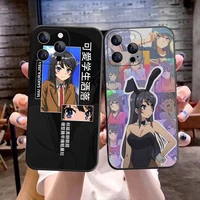 anime mai sakurajima phone cover for iphone 11 12 13 pro max x xr xs max 6 6s 7 8 plus 13 mini se20 black soft silicone tpu case