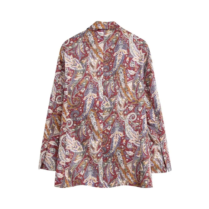 2021 Fall New Women Chic Printing Long Sleeve Leisure Blazer Coat Ladies Casual Pockets Open Stitch Outwear Suit Tops Streetwear