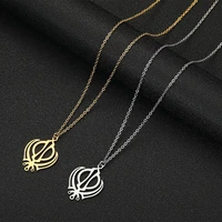 stainless steel hollow out khanda gold plated pendant necklace for women
