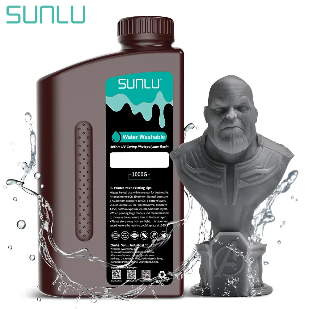 SUNLU Water Washable/Like ABS/Standard/Like PA UV Resin 1KG Liquid Low Odor Fast Curing for LCD 3D Printer Photopolymer Resin
