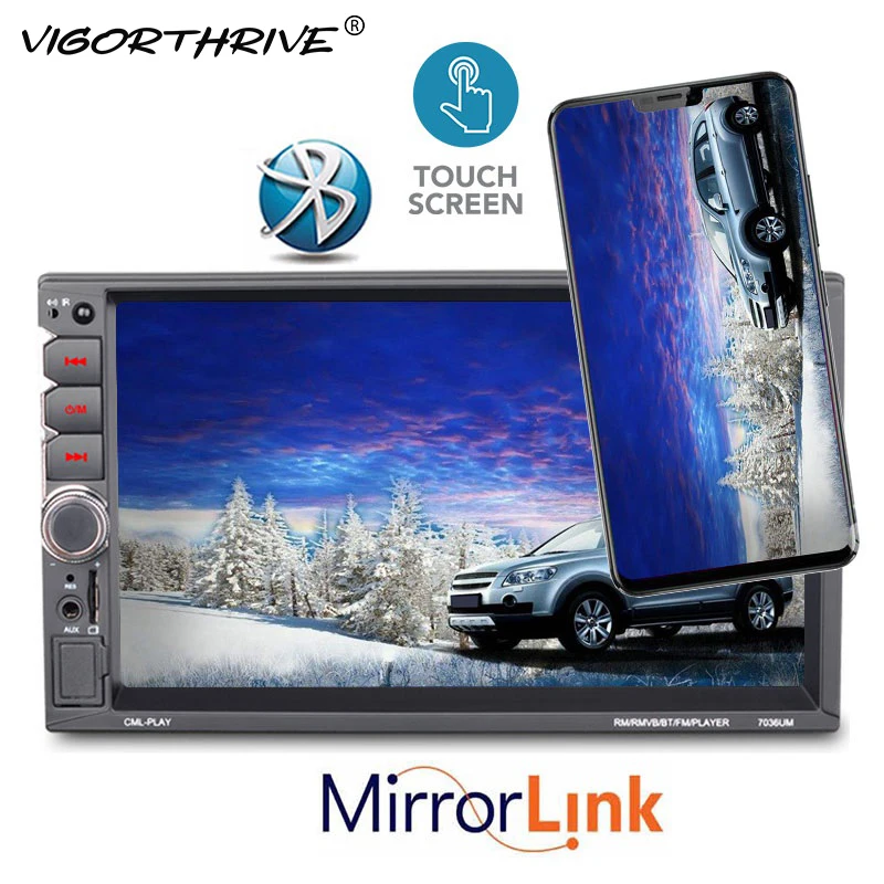 

Автомагнитола Mirror Link с сенсорным экраном 7 дюймов, мультимедийный плеер с поддержкой камеры, Bluetooth, USB, TF, FM, Mp5, типоразмер 2 Din