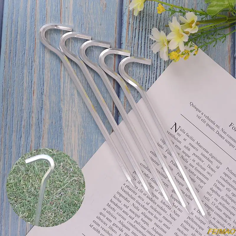 

5Pcs CampingTent Nails Ground Stakes Pegs Heavy Duty Nail Head 7.01inch Solid Steel Metal Tent Accessories