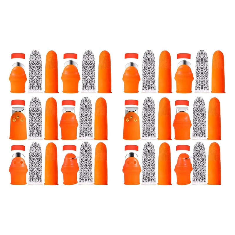 

2 Sets Silicone Thumb Knife,Thumb Cutter With Finger Protectors Finger Cots,For Harvesting Vegetable,Fruit&Plant