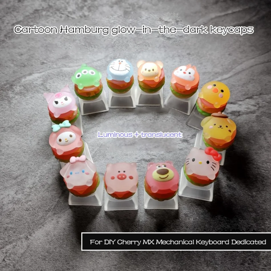 

Cute Cartoon Three-dimensional Creative Hamburg Translucent Key Caps For DIY Cherry MX Mechanical Keyboard Personalized Keycaps