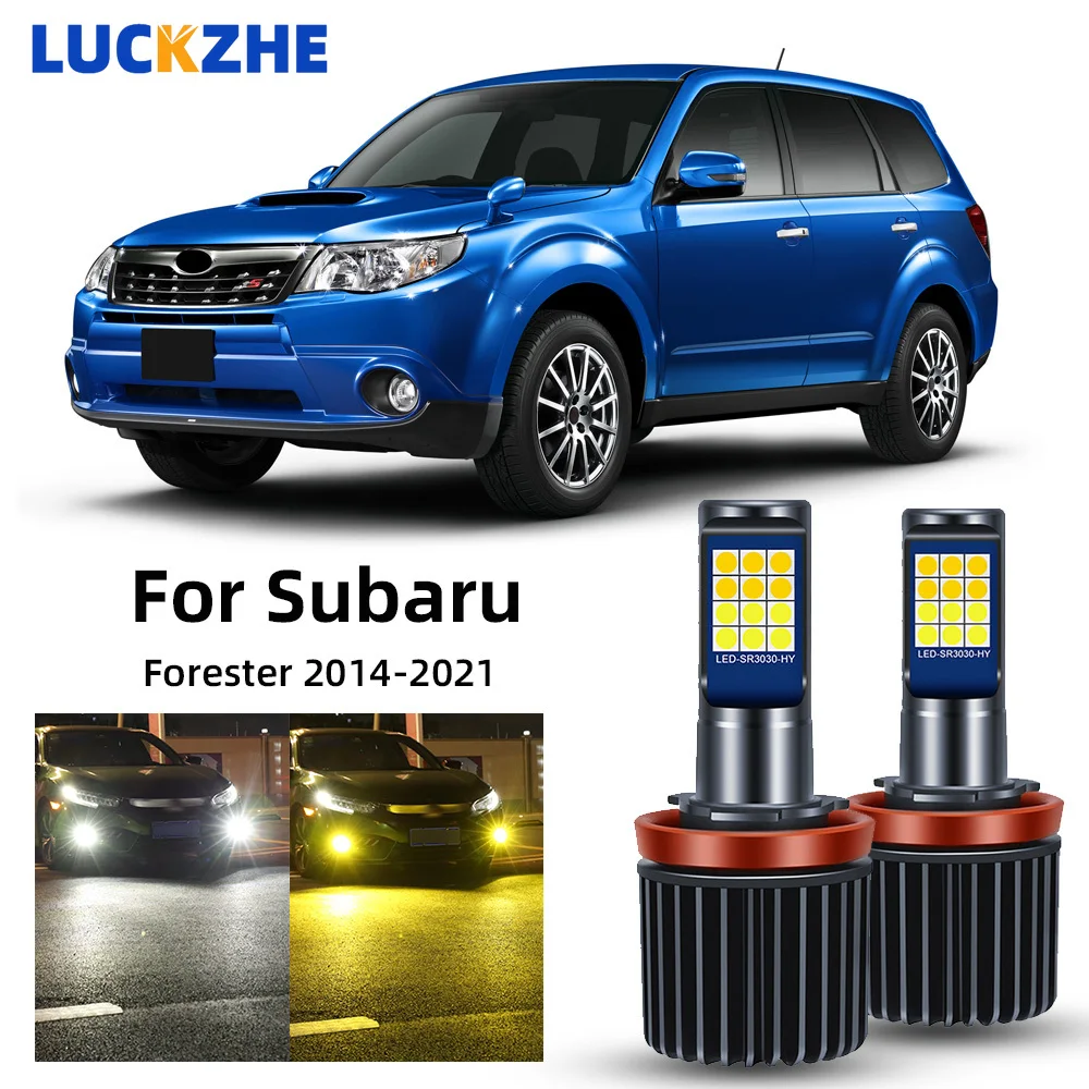 2Pcs LED Fog Lamp Bulbs For Subaru Forester 2014 2015 2016 2017 2018 2019 2020 2021 Double Colors Front Fog Light Bulb