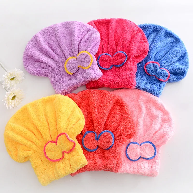 

Microfibre Bowknot Wrap Towel Quick Hair Drying Bath Towels Spa Bowknot Wrap Towel Hat Cap for Bath Bathroom Accessories