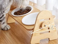 bamboo adjustable elevated dog singledouble bowls with stand adjustable raised puppy cat food water bowls holder for pet dog