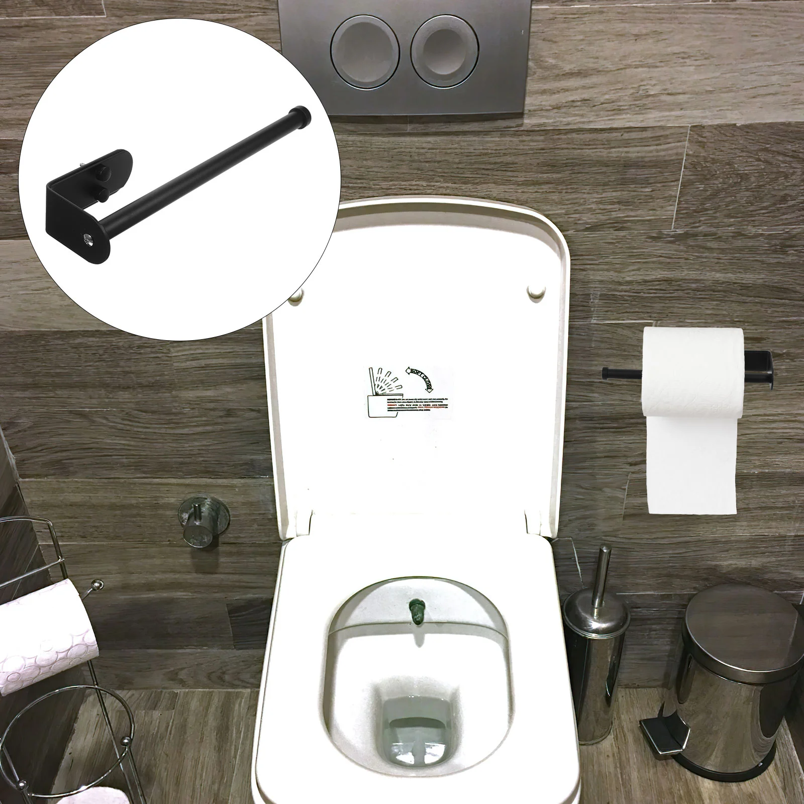 

Towel Roll Holder Hanger Bathroom Organizer Closet Paper Hanging Shelf Bar Toilet Tissue Rack