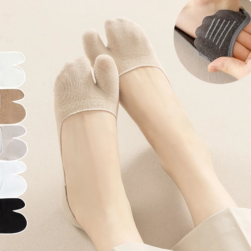 

Women's Anti-slip Invisiable Two Toe Socks For High Heels Summer Thin Solid Color Split Toe Socks Shallow Mouth 2 Toes Socks