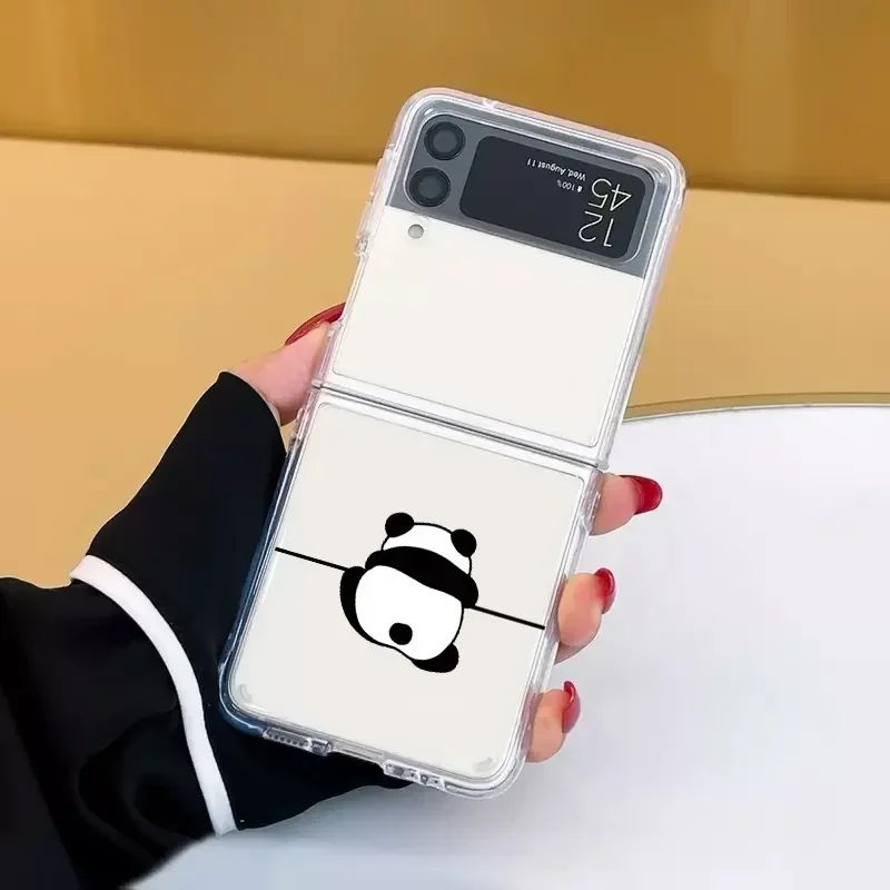 Прозрачный складной чехол для телефона с рисунком панды Samsung Galaxy Z Flip 5 ZFlip 6