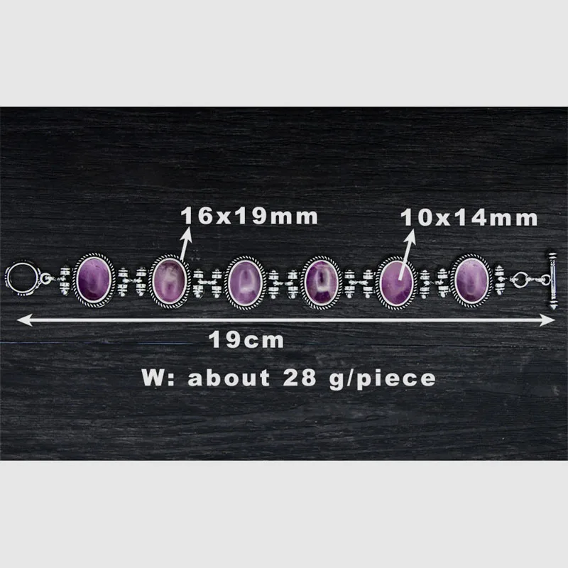 Женский браслет в стиле ретро с натуральным камнем аметистом