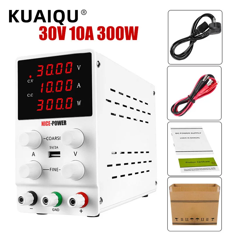 

Newest 4Digit USB Laboratory Adjustable DC Power Supply Switching Source Power 30V 10A Voltage Regulator Stabilizer AC 110V/220V