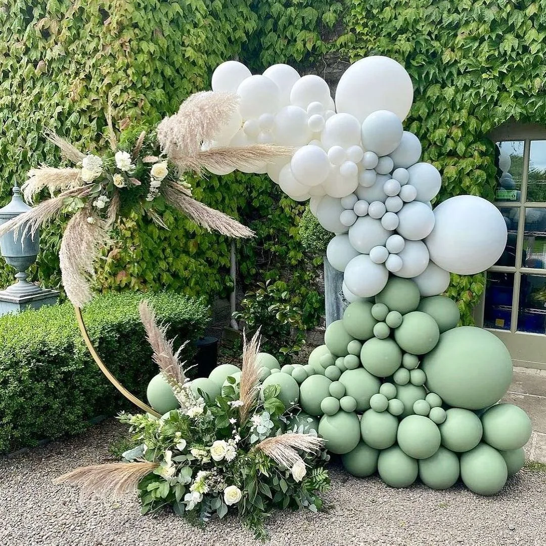 

Double Retro Green Balloon Decoration Wedding Party Garland Kits Macarons Blue Latex Balloons Birthday Decoration Baby Shower