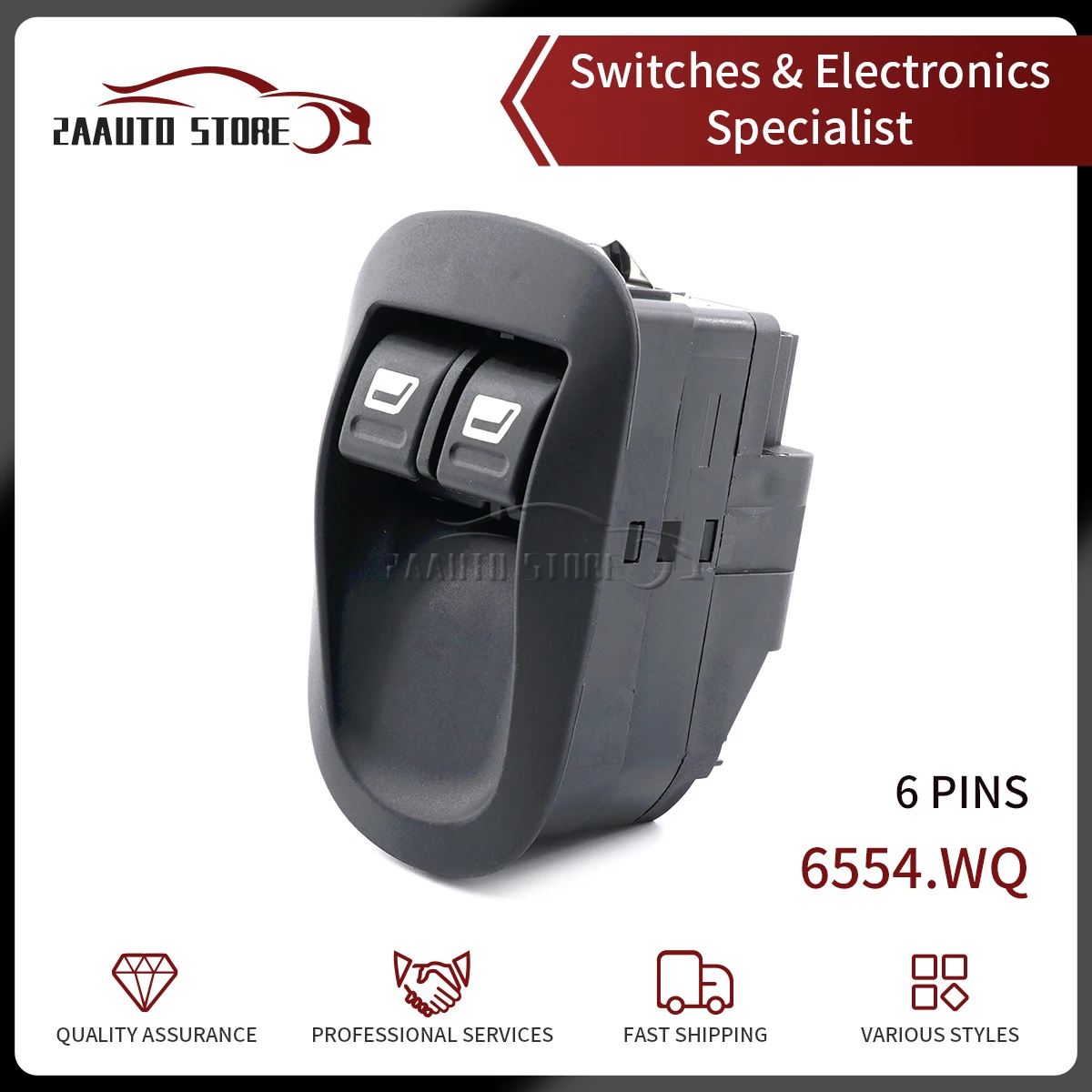 

Electric Car Power Window Mirror Control Switch Master Button Knob 6554WQ For Peugeot 206 2000-2010 6554.WQ 96316306XT