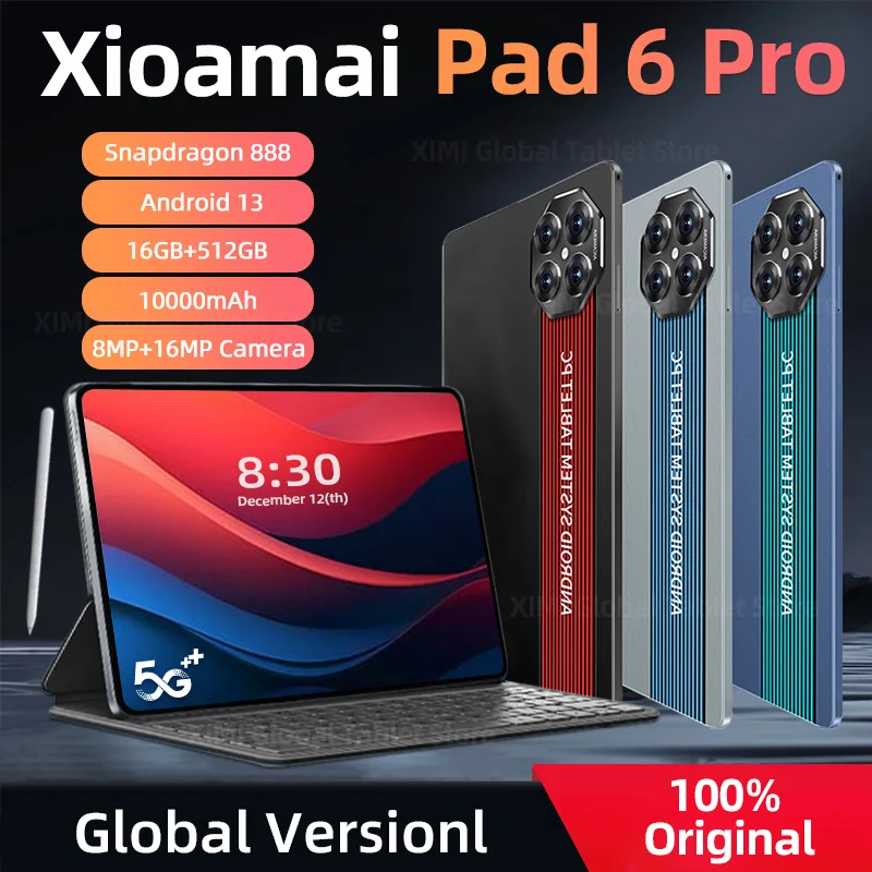 

2023 Original Global Version Snapdragon 888 Pad 6 Pro Tablets PC Android 13 Octa Core 16GB 512GB 11Inch HD 4K Screen 5G Wifi Tab