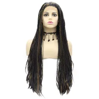 Synthetic Lace Front Wigs Long Braid Hairstyle 24 Inches Heat Resistant Fiber Hairs Regular Wig For Women