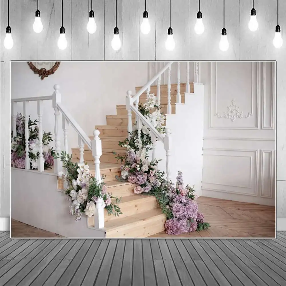 

Flowers Room Stairs Photography Backdrop Birthday Decoration Girls Indoor Scene European Wall Party Home Studio Photo Background