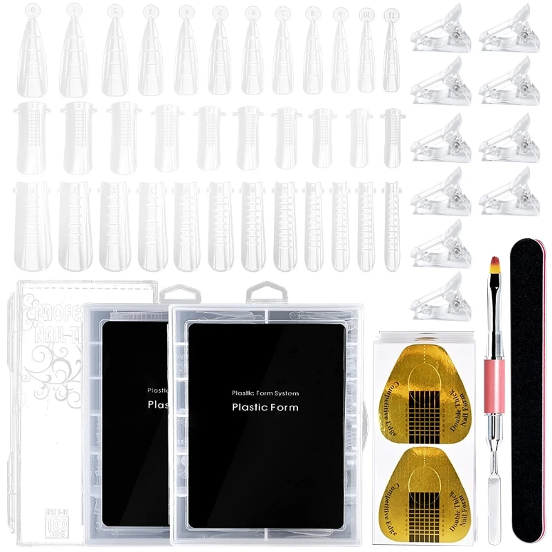 

Накладные формы Q1QD для наращивания ногтей, прозрачные акриловые формы для ногтей, система полного покрытия, формы для ногтей «сделай сам»